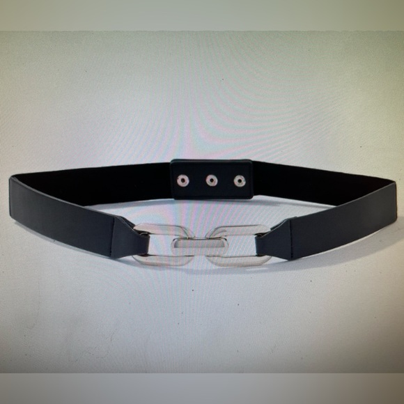 WHITE HOUSE BLACK MARKET GOLD LINK STRETCH BELT SIZE XS/S BLACK NWT! - Picture 2 of 5